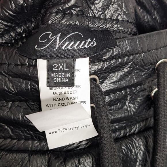 Nuuts Black Faux Leather Neoprene Maxi Skirt Zip Pockets Y2K Goth Club Kid 2XL - Picture 3 of 9